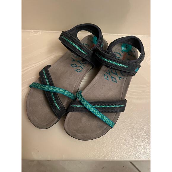 Merrell Womens Terran Cross II Leather Slingback Sandals. Navy/Green. Wmn  Sz 8 - Picture 1 of 7